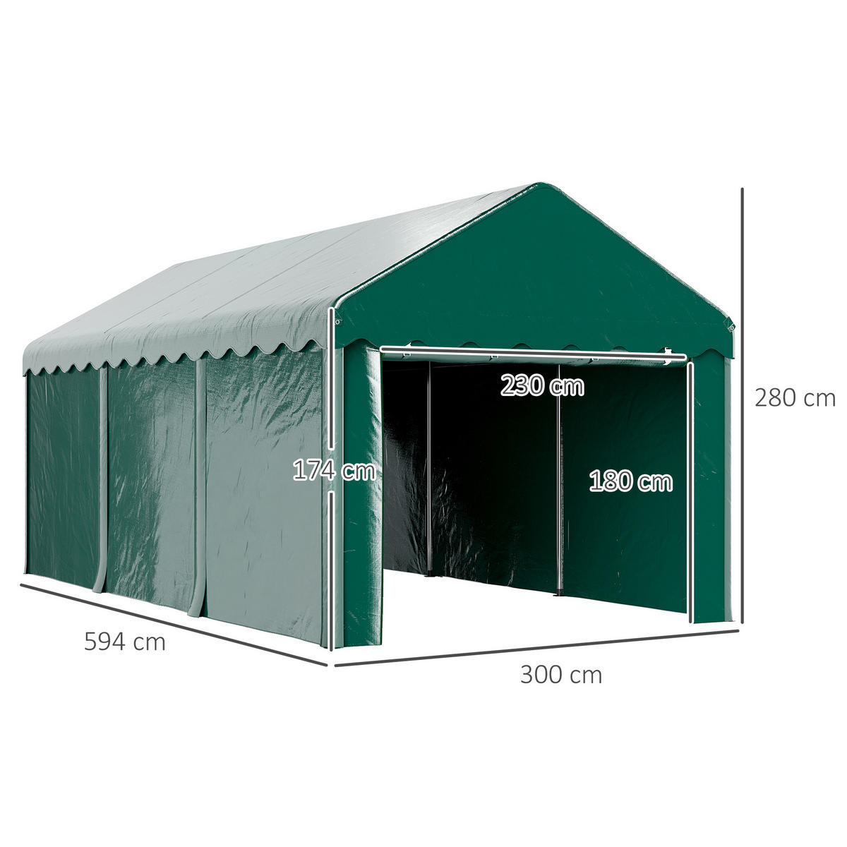 FAHRRADGARAGE DE-16852 3x6m mit 2 Rolltüren Grün - Grün, Metall (300/280/594cm) - ComfortXL