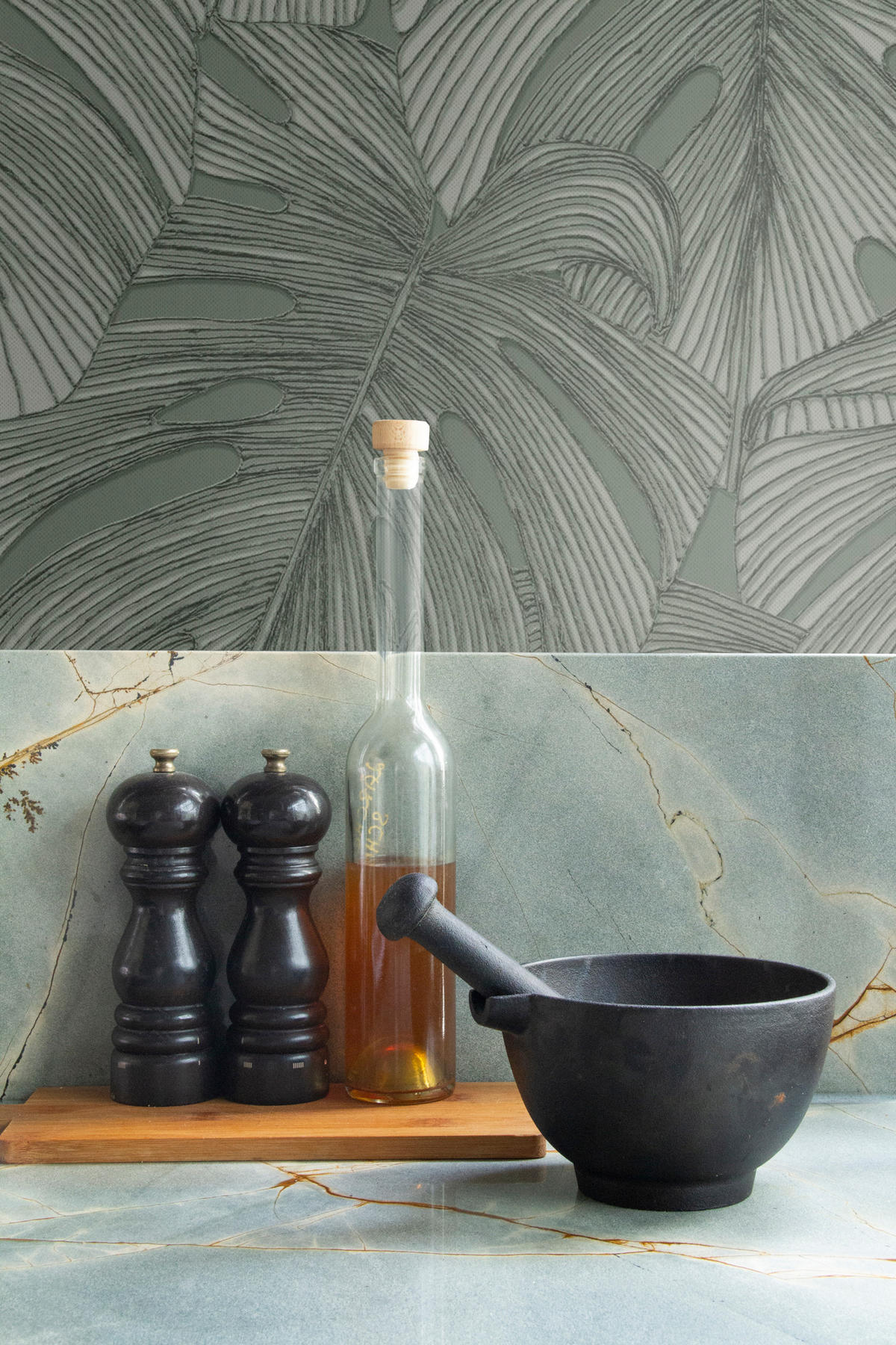 TAPETE 3D Muster Blätter 50 x 900 cm - Grün, Papier (50/900cm) - Origin Wallcoverings