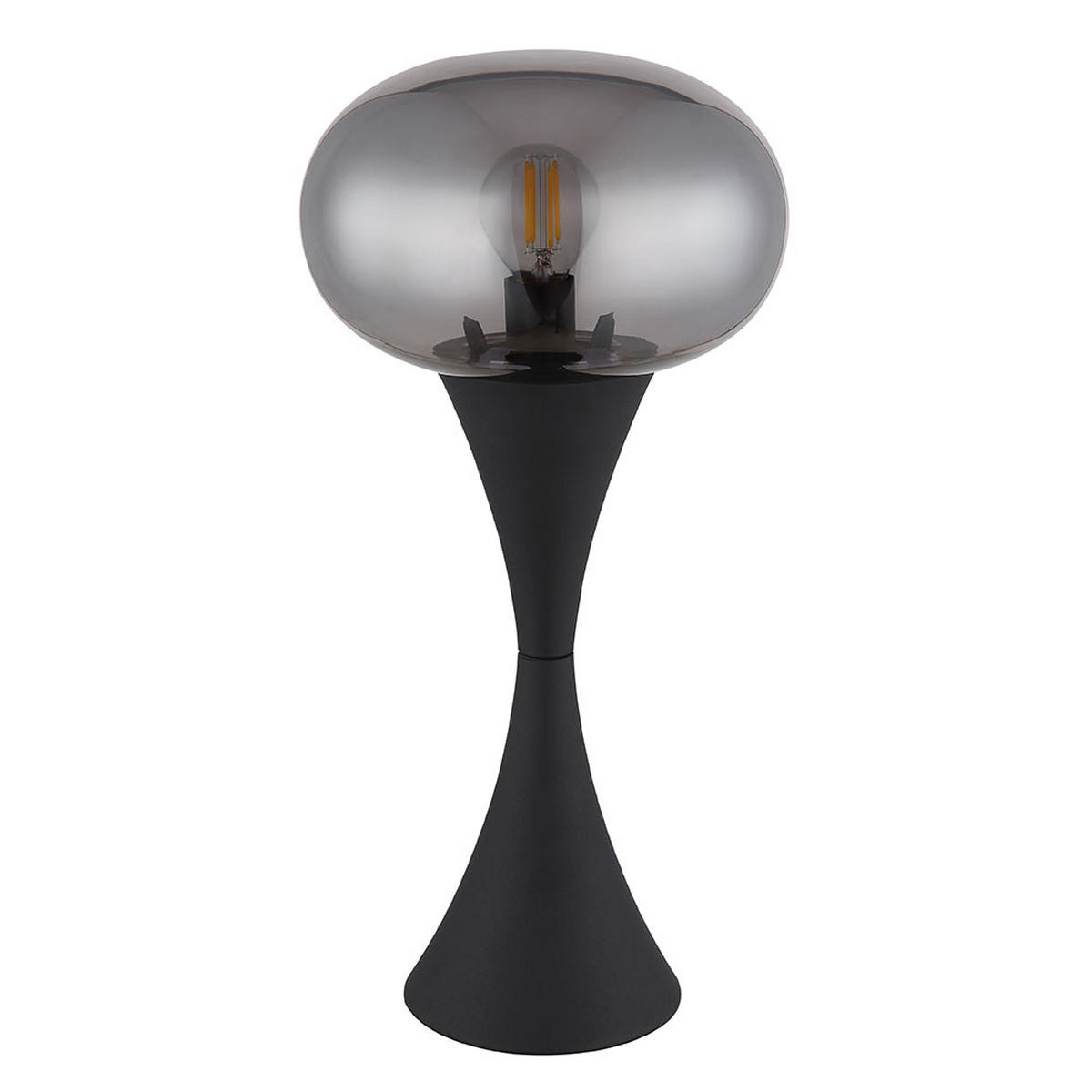 TISCHLEUCHTE Metall Schwarz Rauchglas Lula - Schwarz, Glas (18/18/36.9cm) - Globo Lighting