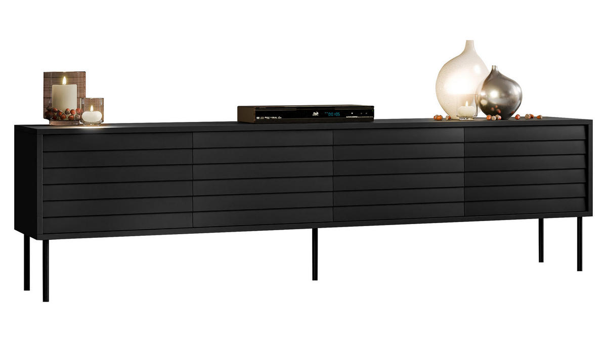TV-LOWBOARD Cortina 200 4D - Schwarz, Holzwerkstoff/Metall (200/55/40cm) - MIRJAN24