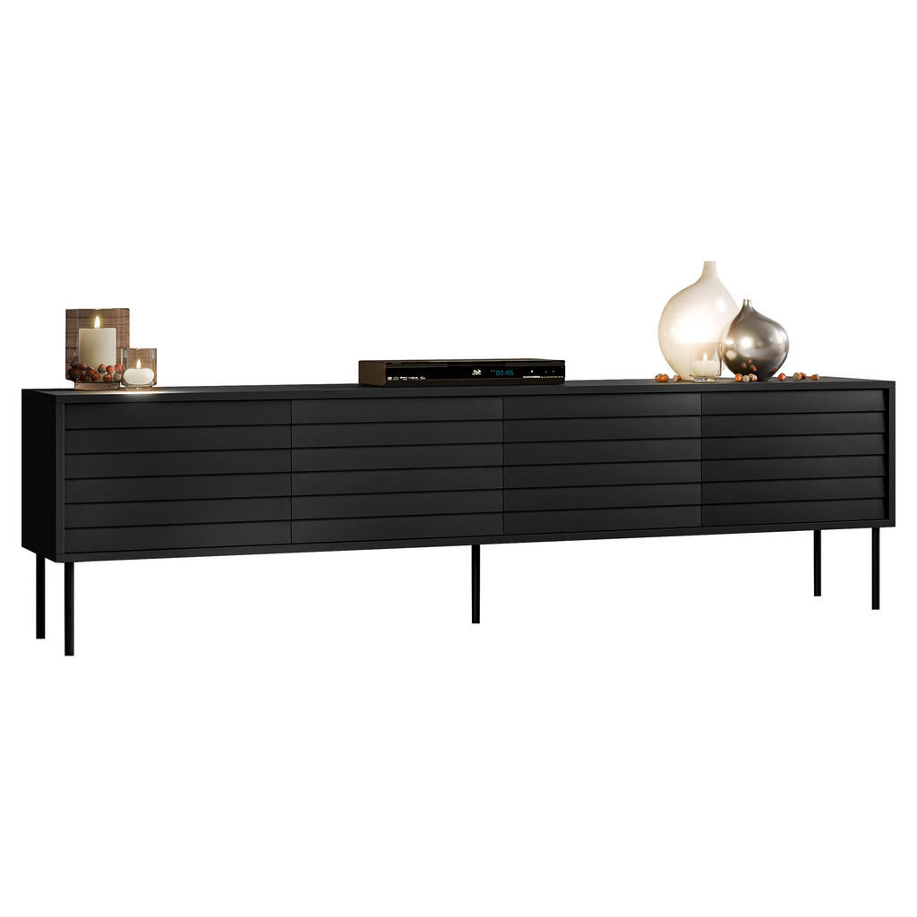 Thumbnail - Mirjan24 Tv-Lowboard, Schwarz, Holzwerkstoff, Holz Optik, Rechteckig, 200x55x40 cm, Wohnzimmer, Wohnwände, Lowboards, Lo...