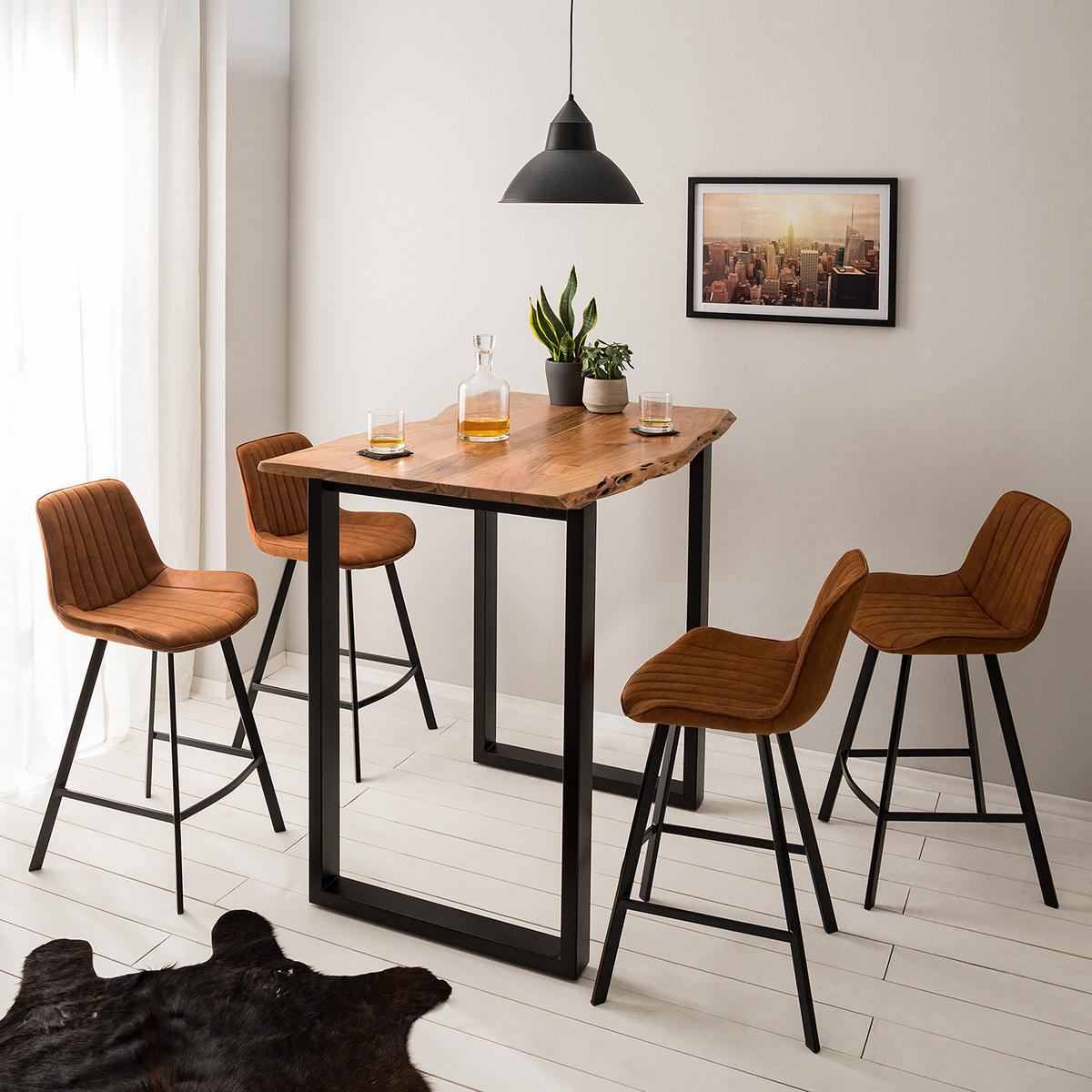 BARSTUHL - Metall, 2er-Set - Braun, Textil (51/95/52cm) - home24