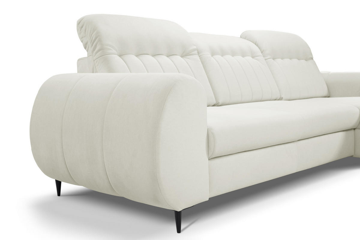 ECKSOFA PURO R-S Beige Plüsch-Stoff mit Schlaffunktion - Beige, Holz (275/166cm) - MASSENO