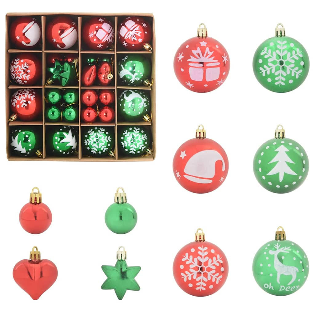 WEIHNACHTSKUGEL-SET 40 -teilig 6/6/6 cm Rot Kunststoff - Rot, Kunststoff (6/6/6cm) - vidaXL