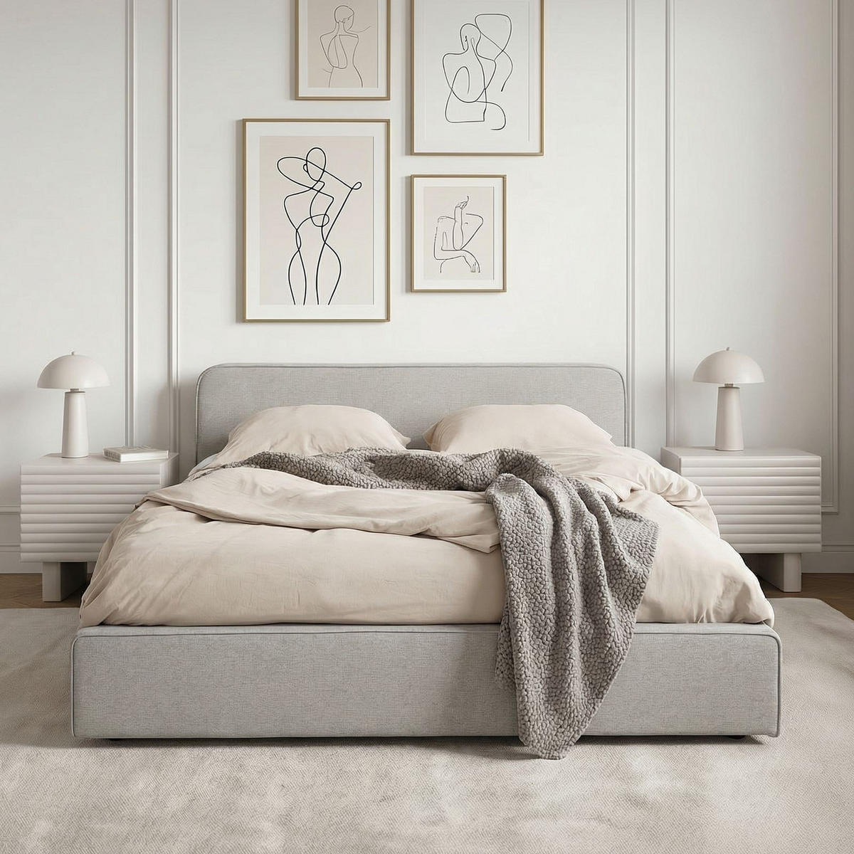 POLSTERBETT MARINI 140x200 cm hellgrau - Hellgrau, Textil (140/200cm) - IDIMEX