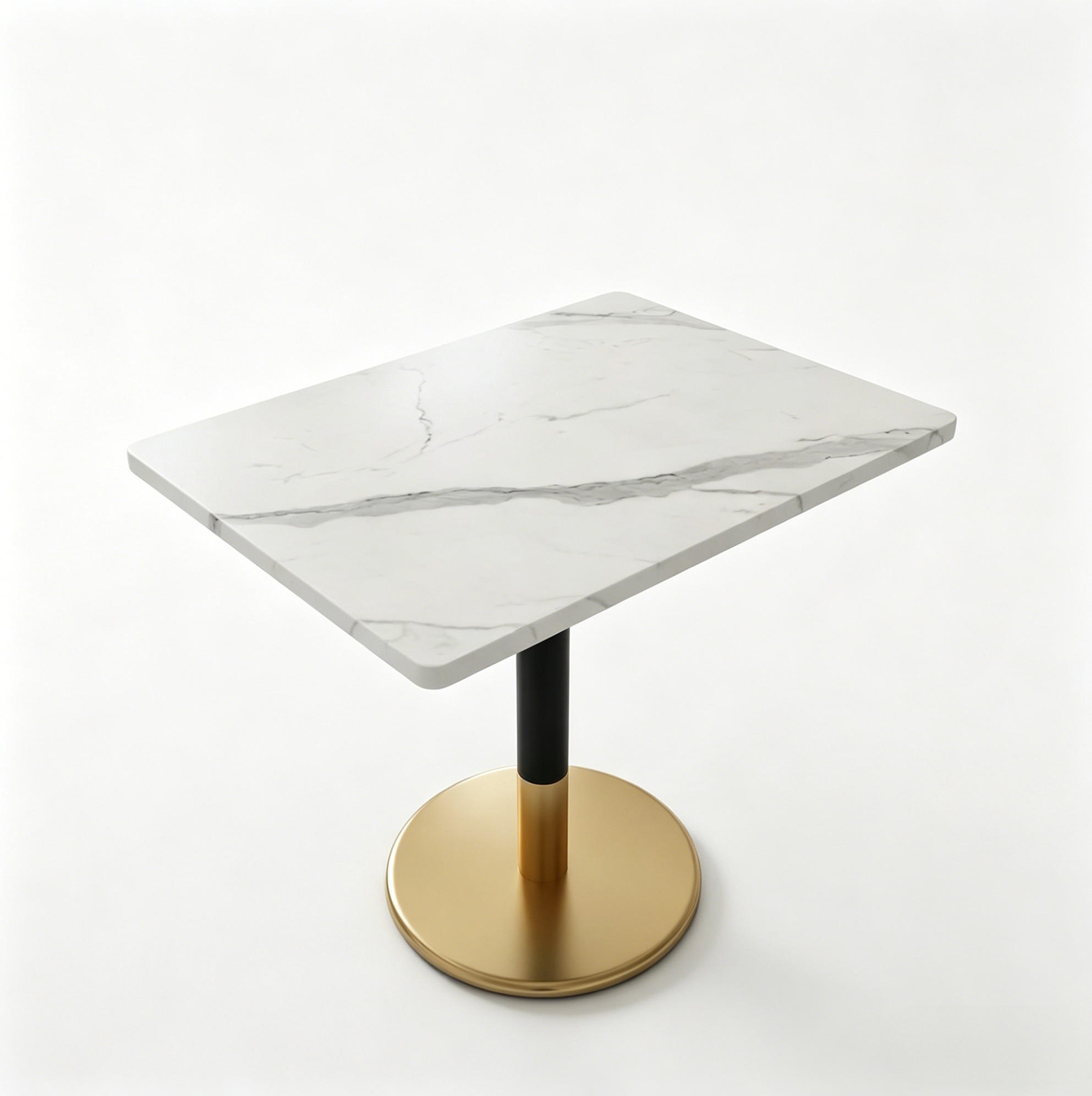 ESSTISCH 80/60 cm in Weiß/Schwarz mit Marmor-Optik und Metallgestell - Weiß, Metall (60/80/75cm) - BEAOK