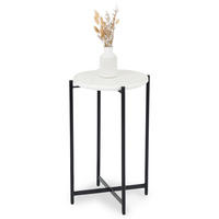 BEISTELLTISCH CRATO schwarz/weiß - Schwarz/Weiß, Metall (36/36/55cm) - IDIMEX