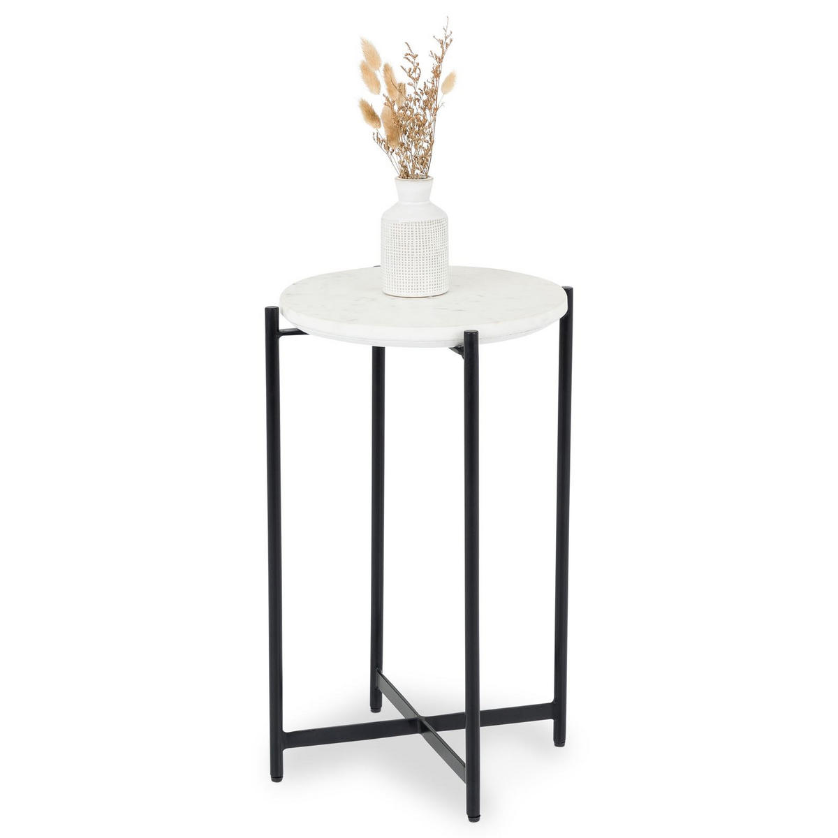 BEISTELLTISCH CRATO schwarz/weiß - Schwarz/Weiß, Metall (36/36/55cm) - IDIMEX