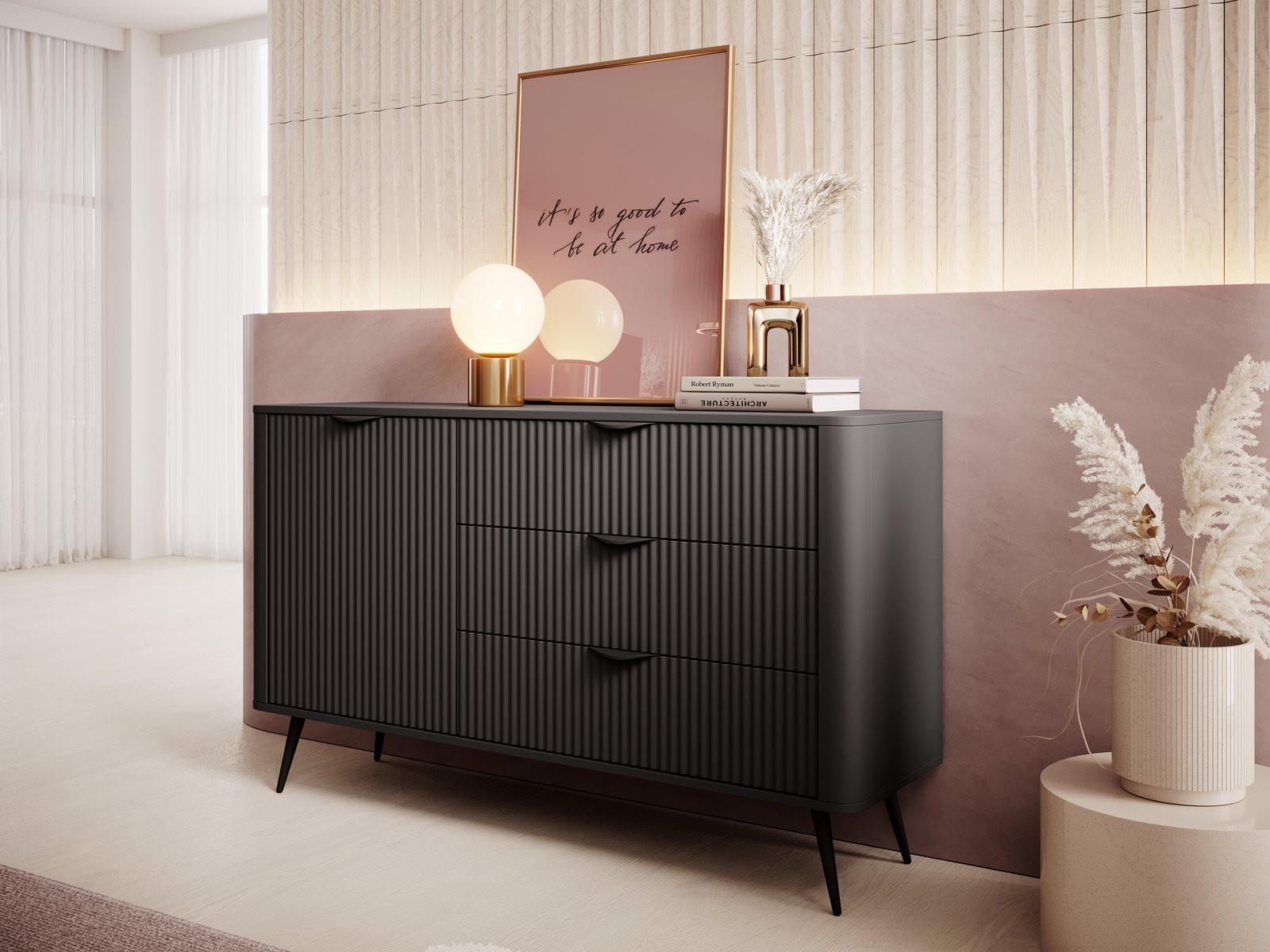 Thumbnail - Compleo24 Kommode, Schwarz, Holzwerkstoff, 138x81x38 cm, Wohnzimmer, Kommoden & Sideboards, Kommoden