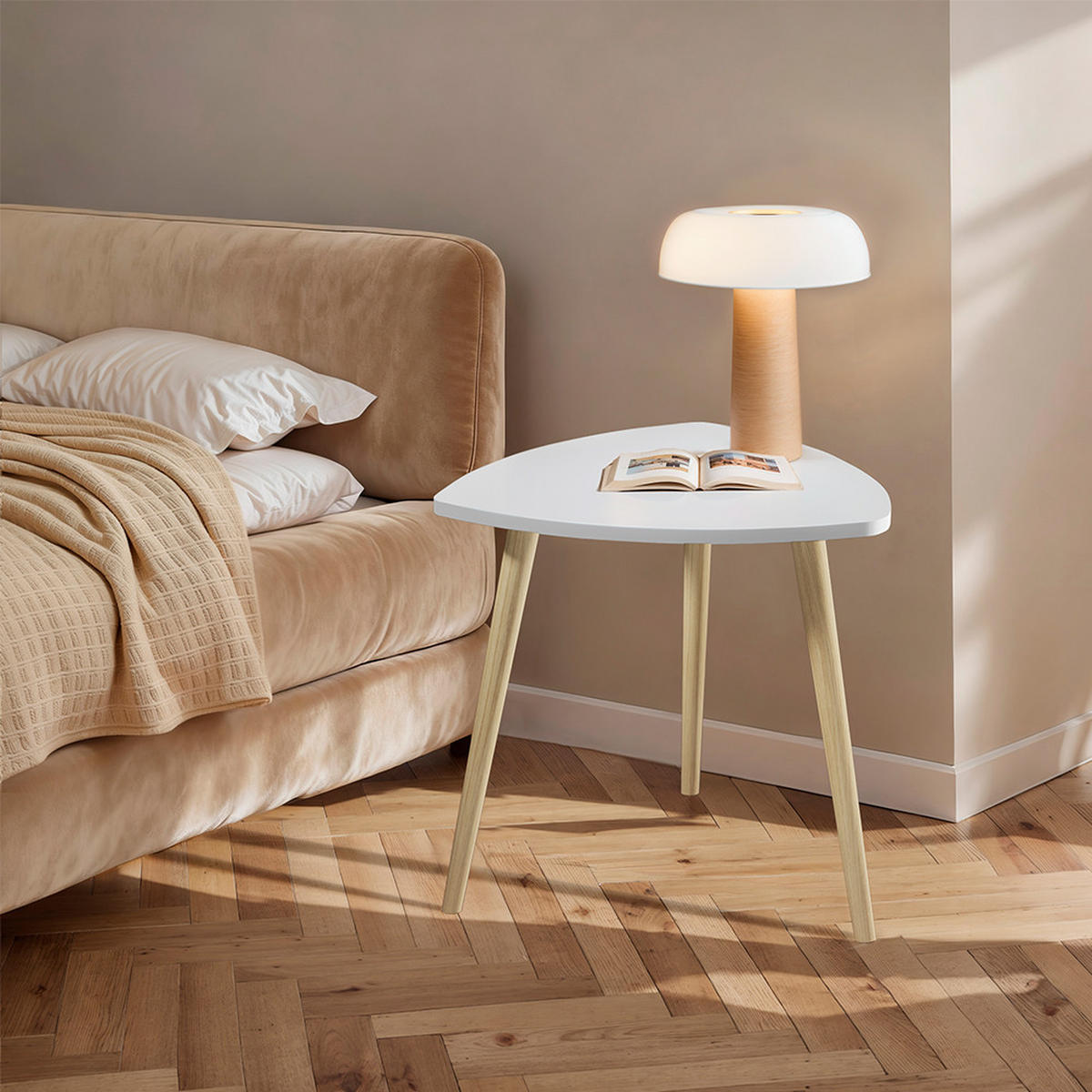 COUCHTISCH Twino Weiß/Sonoma 60 x 50 cm 2er Set - Weiß, Holzwerkstoff (60/60/50cm) - Vicco