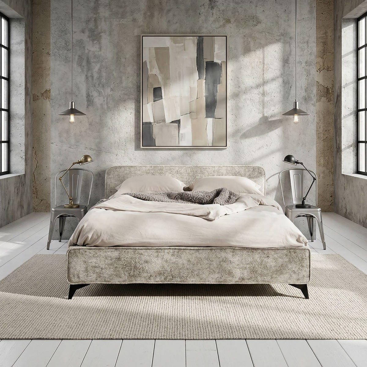 POLSTERBETT VIRETTA 140x200 cm hellgrau - Hellgrau, Textil (140/200cm) - IDIMEX