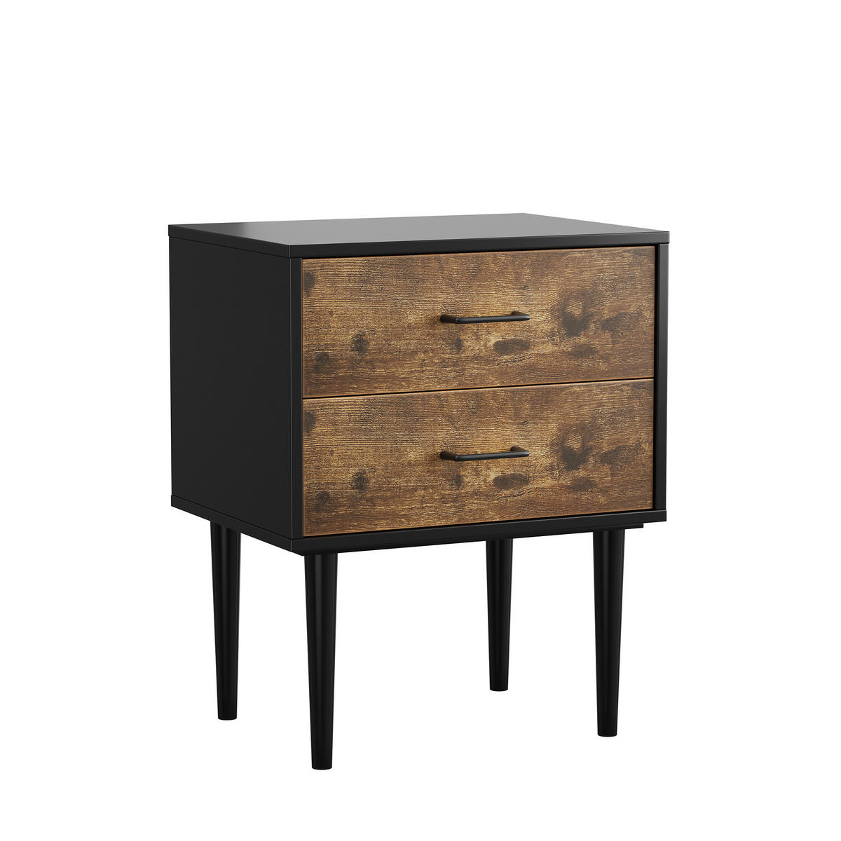 NACHTTISCH 51/66/38 cm Antikbraun aus MDF mit 2 Schubladen - Braun, Holzwerkstoff (51/66/38cm) - OKMYHOME