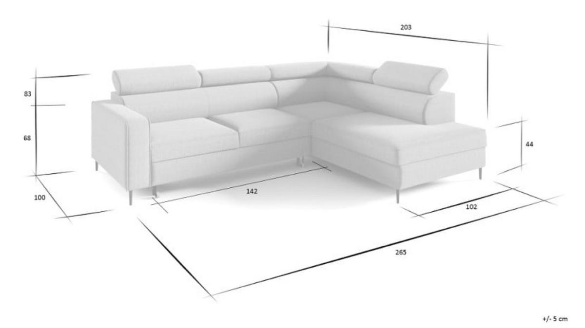 ECKSOFA Beige FERO Mit Verstellbaren Kopfstützen Rechts - Beige, Naturmaterialen/Textil (203/265cm) - Sepro Meble