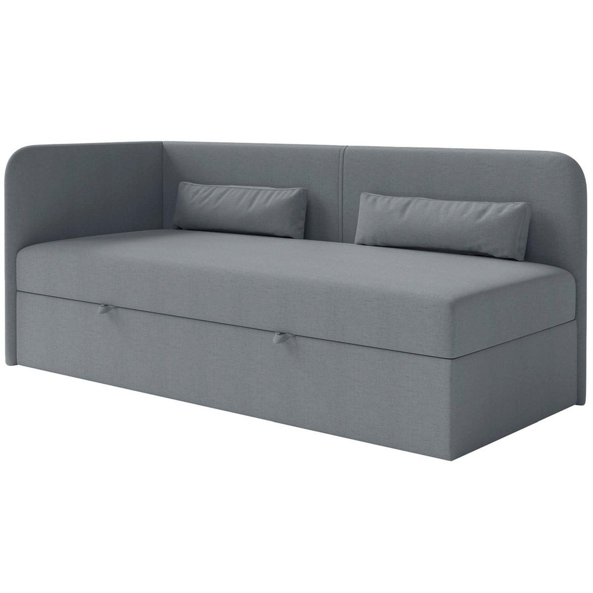 JUGENDBETT Calmmo Dunkelgrau mit Chenille-Bezug, Kopfteil links - Dunkelgrau, Textil (90/200cm) - Selsey
