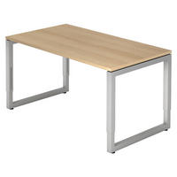 SCHREIBTISCH Serie-R 80/140/74 cm in Eichefarben/Silberfarben - Eichefarben/Silberfarben, Holzwerkstoff (80/140/74cm) - bümö