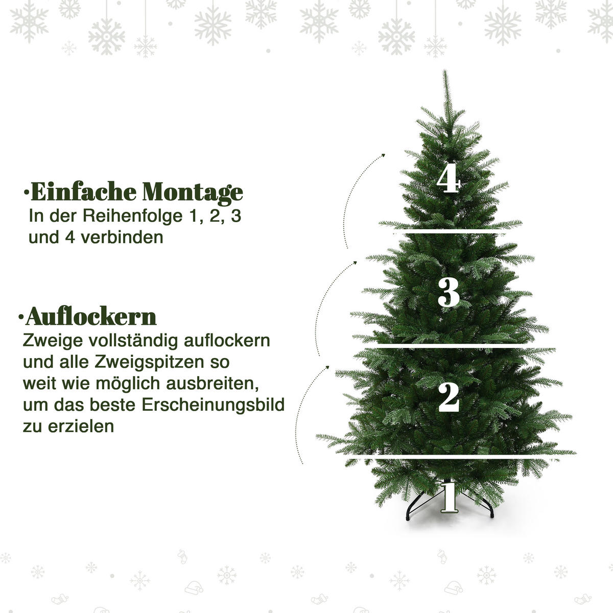 KÜNSTLICHER Weihnachtsbaum 180 cm, Naturgrün mit Metallständer - Grün, Kunststoff (180cm) - Hometopia