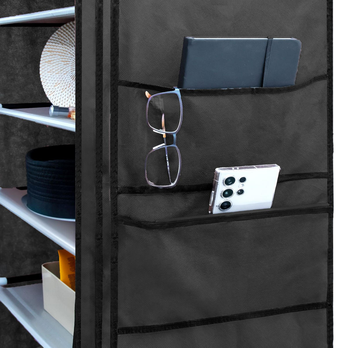 SCHUHSCHRANK Faltbar (Schwarz) - Schwarz, Textil (28/170/58cm) - Intirilife