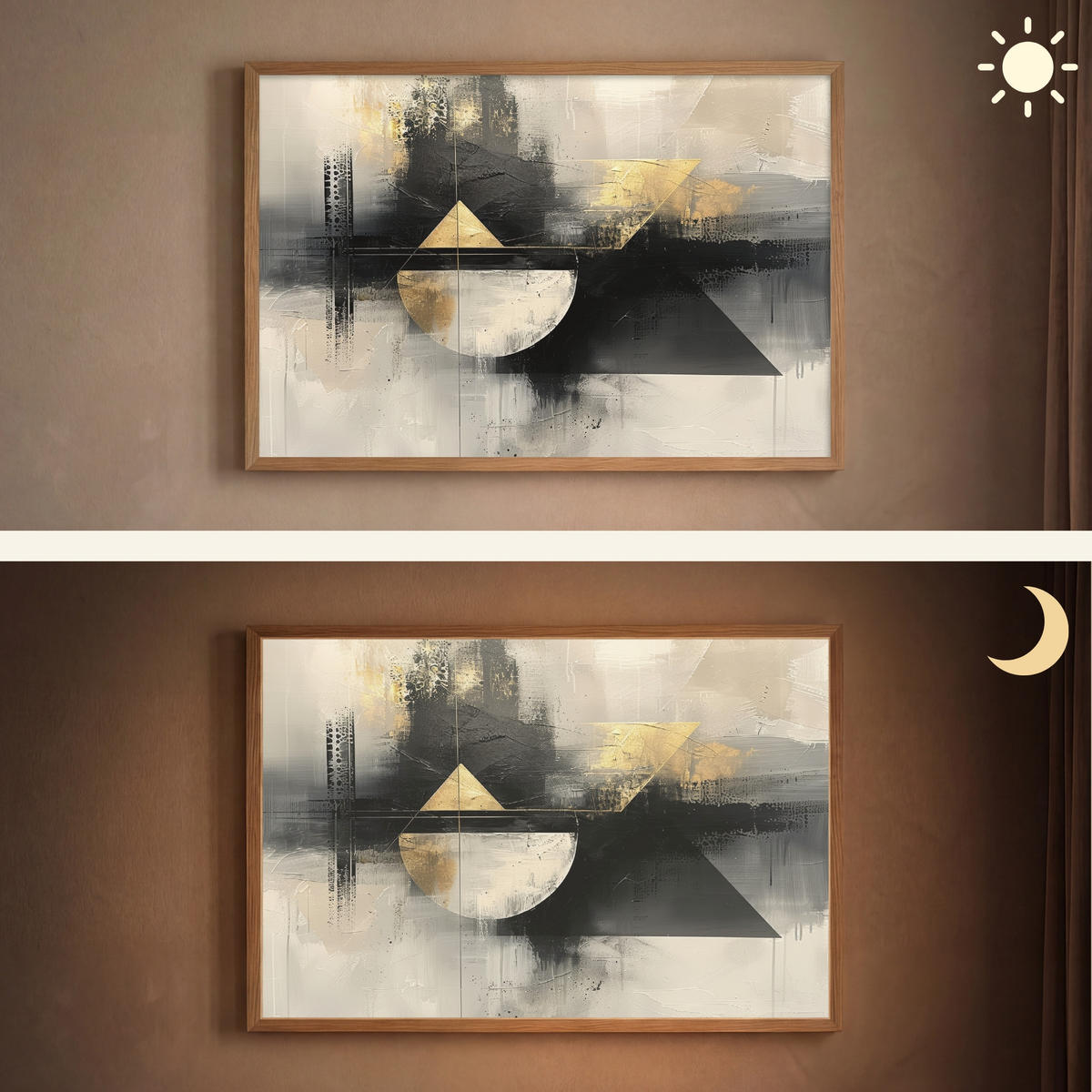 WANDLEUCHTE MIT AKKU Abstrakt - Schwarz - Farbe - Modern 90x60 cm - Grau, Holzwerkstoff (90/60/8cm) - OnlyWow