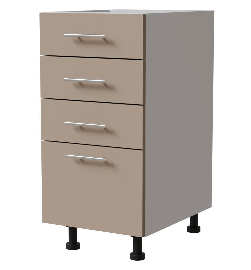 SCHUBLADENUNTERSCHRANK Brerra D4A/40 Korpus weiß / Front RAL 1019 graubeige Matt 40 / 50 / 82 cm - Graubraun/Weiß, Holz/Holzwerkstoff (40/82/50cm) - Feldmann-Wohnen