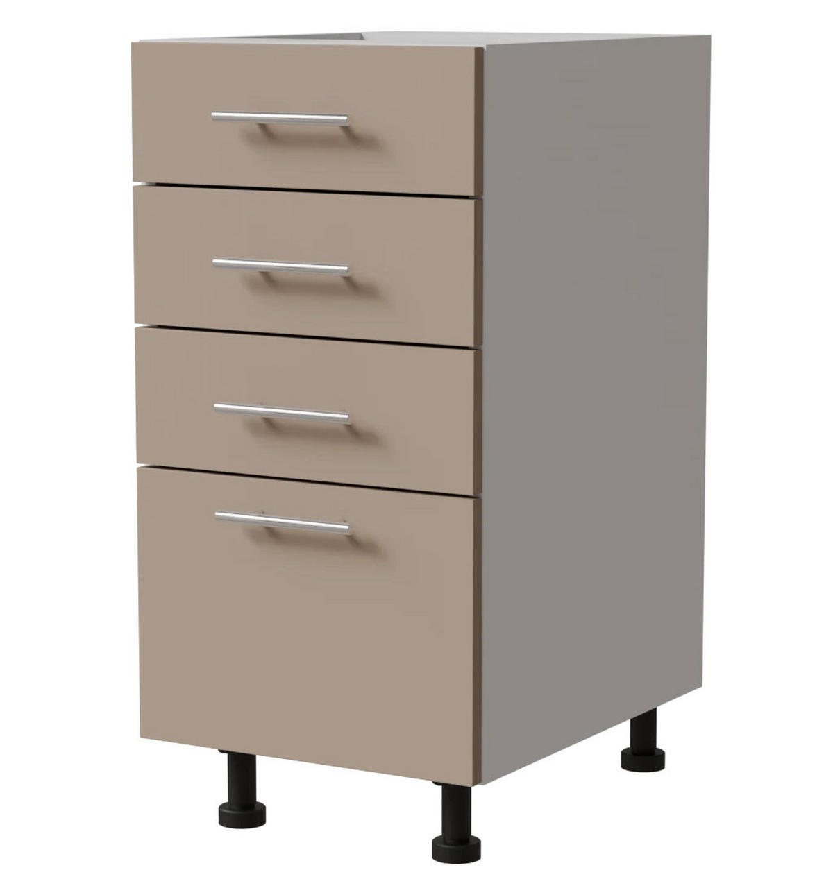 SCHUBLADENUNTERSCHRANK Brerra D4A/40 Korpus weiß / Front RAL 1019 graubeige Matt 40 / 50 / 82 cm - Graubraun/Weiß, Holz/Holzwerkstoff (40/82/50cm) - Feldmann-Wohnen