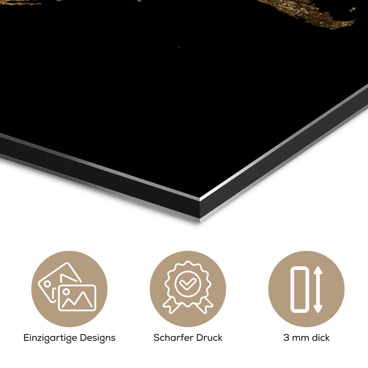 METALLBILD Weltkarte - Gold - Luxus - Erde - Schwarz 60x40 cm - Goldfarben, Metall (60/40cm) - MuchoWow