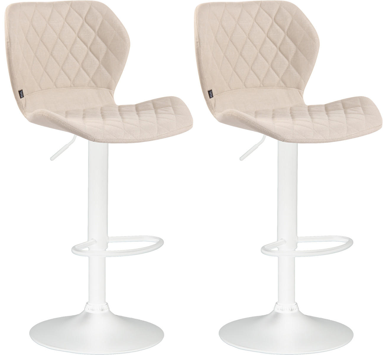 BARHOCKER 2er Set Stoff creme - Creme/Weiß, Textil/Metall (47/88/51cm) - CLP