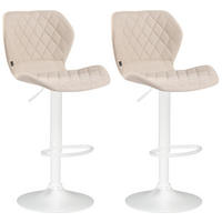 BARHOCKER 2er Set Stoff creme - Creme/Weiß, Textil/Metall (47/88/51cm) - CLP
