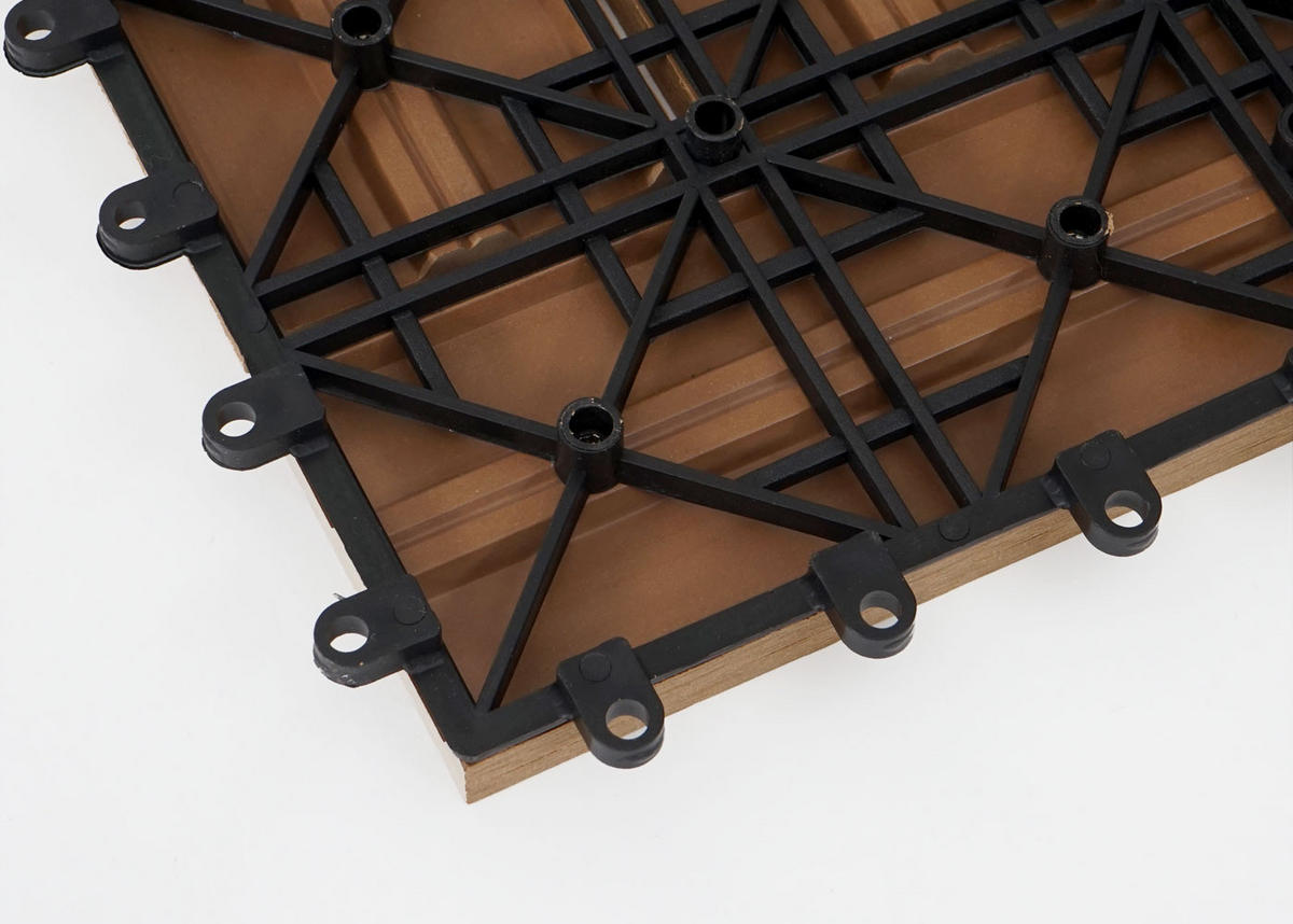 WPC BODENFLIESE 11x 30x30cm Basis Teak versetzt - Teakfarben, Kunststoff (30/30/2cm) - BERLINLODGE