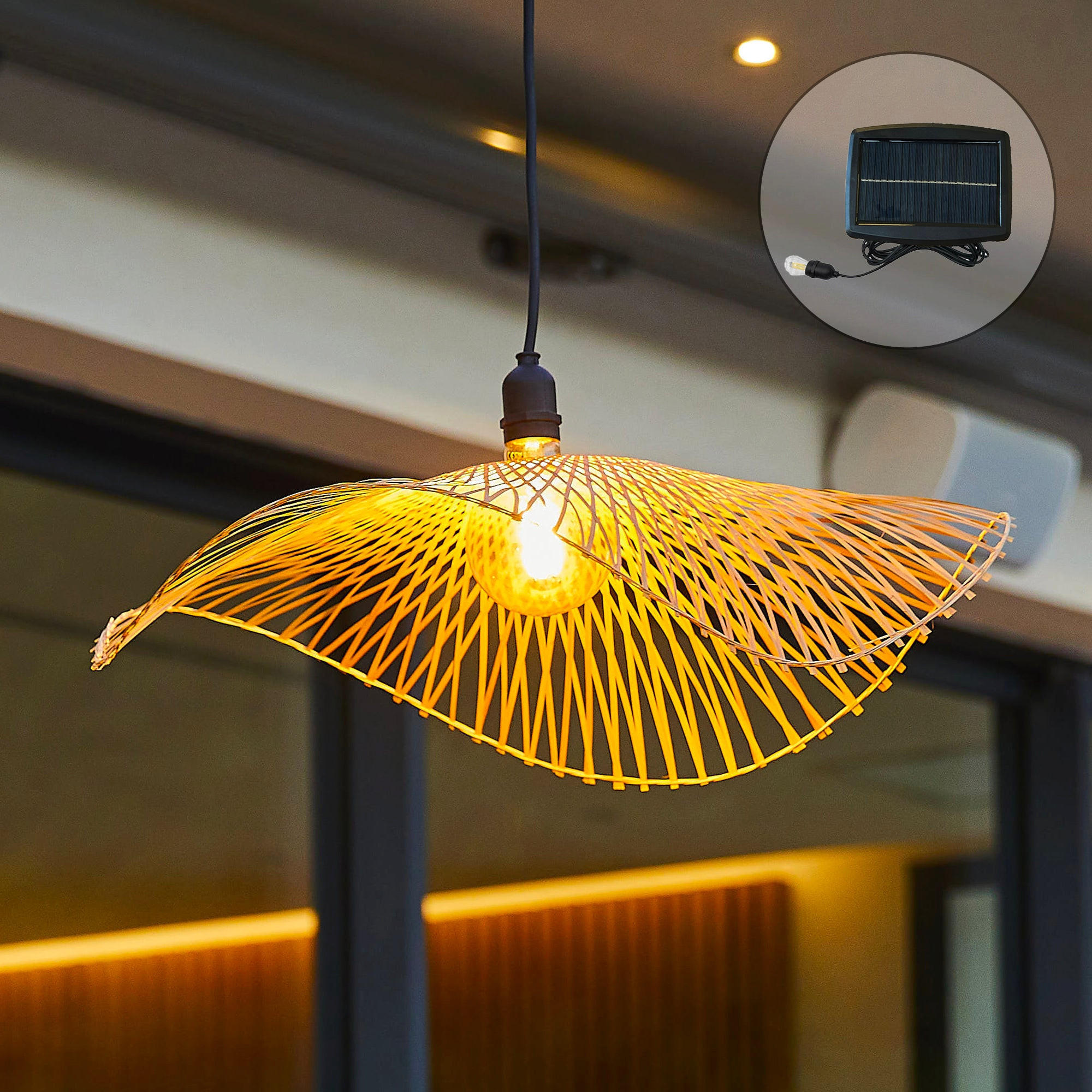 SOLAR-HÄNGELEUCHTE LAIA SOLAR beige - Beige, Holz (80/80/1cm) - Lumisky