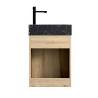 WASCHTISCHKOMBI 40 cm Schwarz/Weiß Eiche aus Marmor mit vormontiertem Unterschrank - Eichefarben, Stein (40/58/22cm) - OKMYHOME