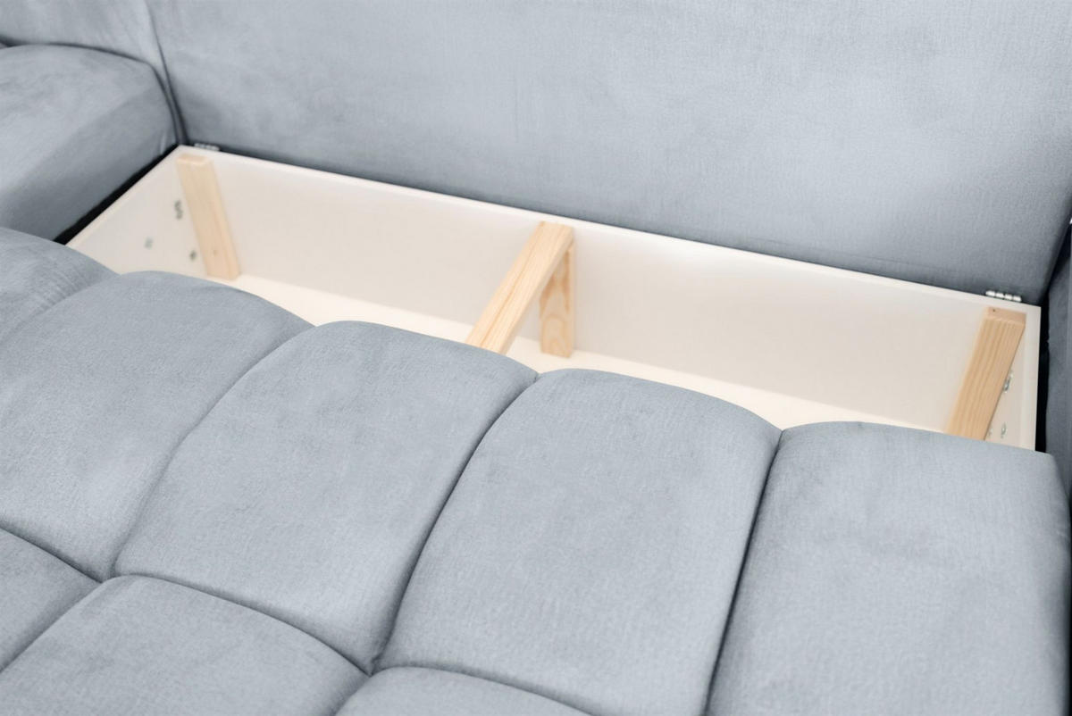 WOHNLANDSCHAFT Collin Mit Schlaffunktion - Hellgrau, Holzwerkstoff/Textil (382/85/185cm) - Fun Möbel