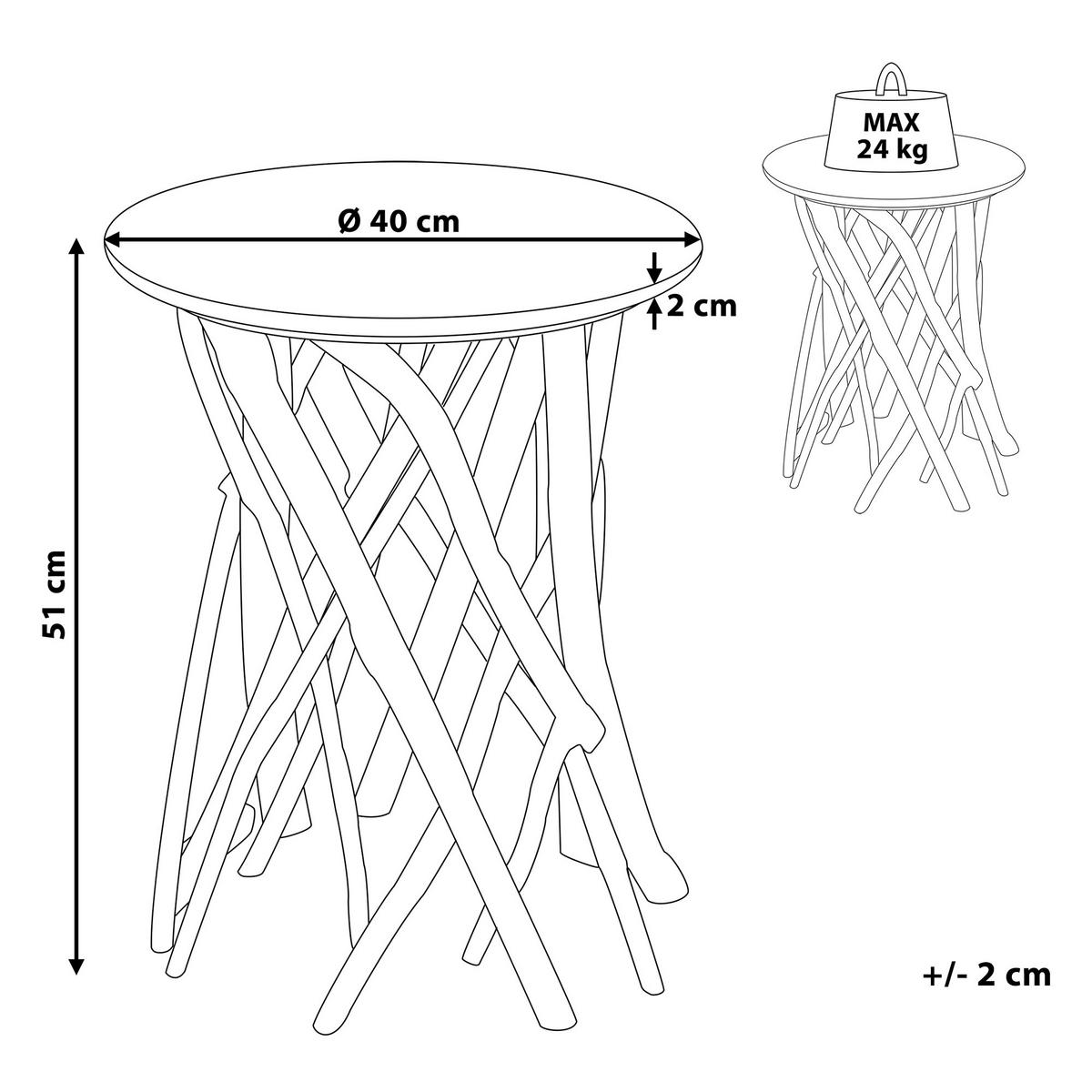 BEISTELLTISCH weiß 36 cm Houma - Dunkelbraun/Weiß, Holzwerkstoff (36/36/41cm) - Beliani