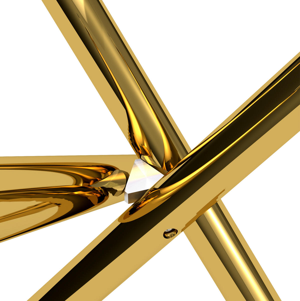 ESSTISCH 80/80/76 cm mit Glasplatte und goldfarbenem Kreuzgestell - Goldfarben, Metall (80/80/76cm) - Flora Grace