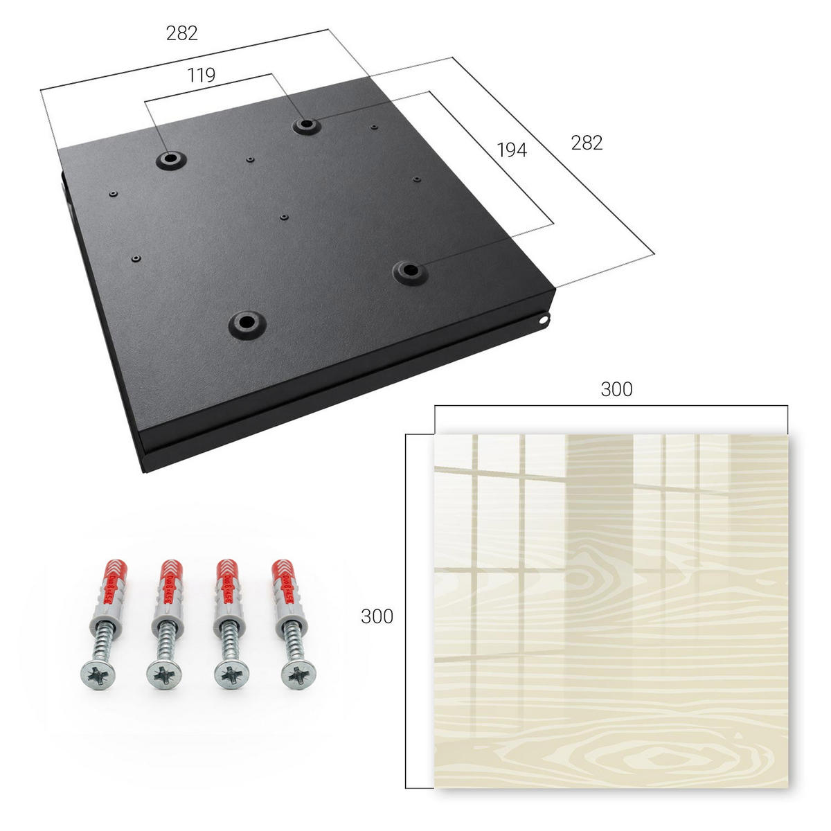 SCHLÜSSELBOX Schwarz 30x30 cm- Türöffnung nach rechts - Holzkonstruktion - Beige, Metall (30/30/5cm) - TULUP
