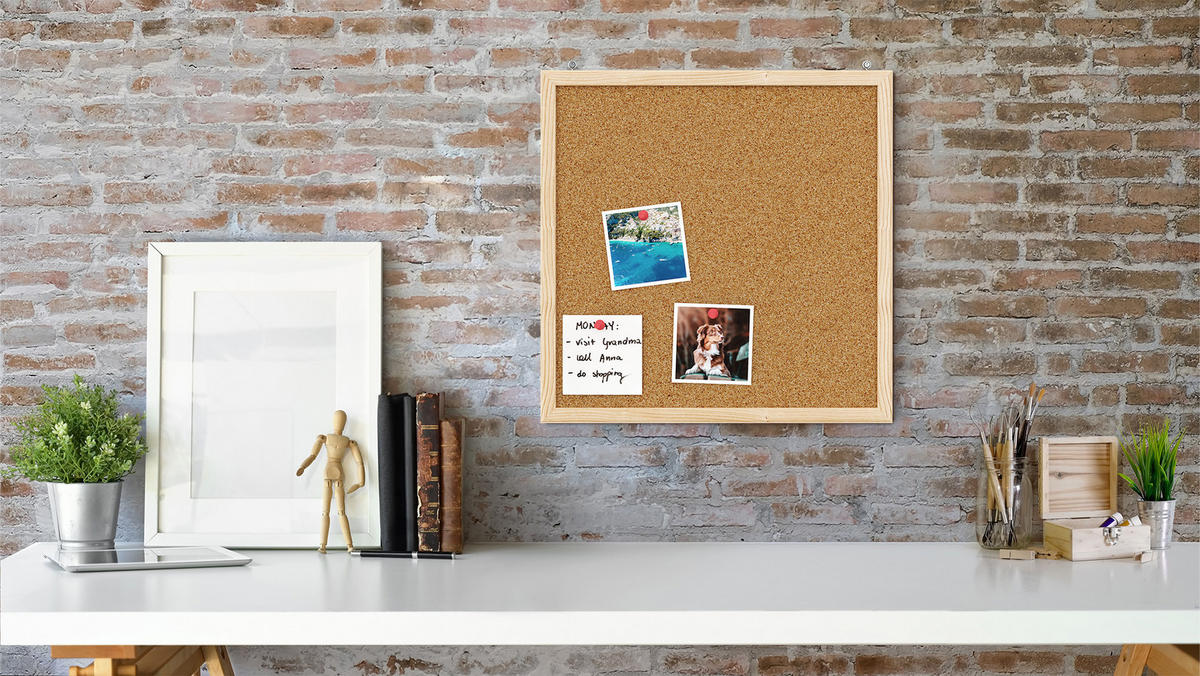 PINNWAND, Korktafel 40x40 cm, Naturholzrahmen - Braun, Holz (40/40/1.5cm) - ALLboards