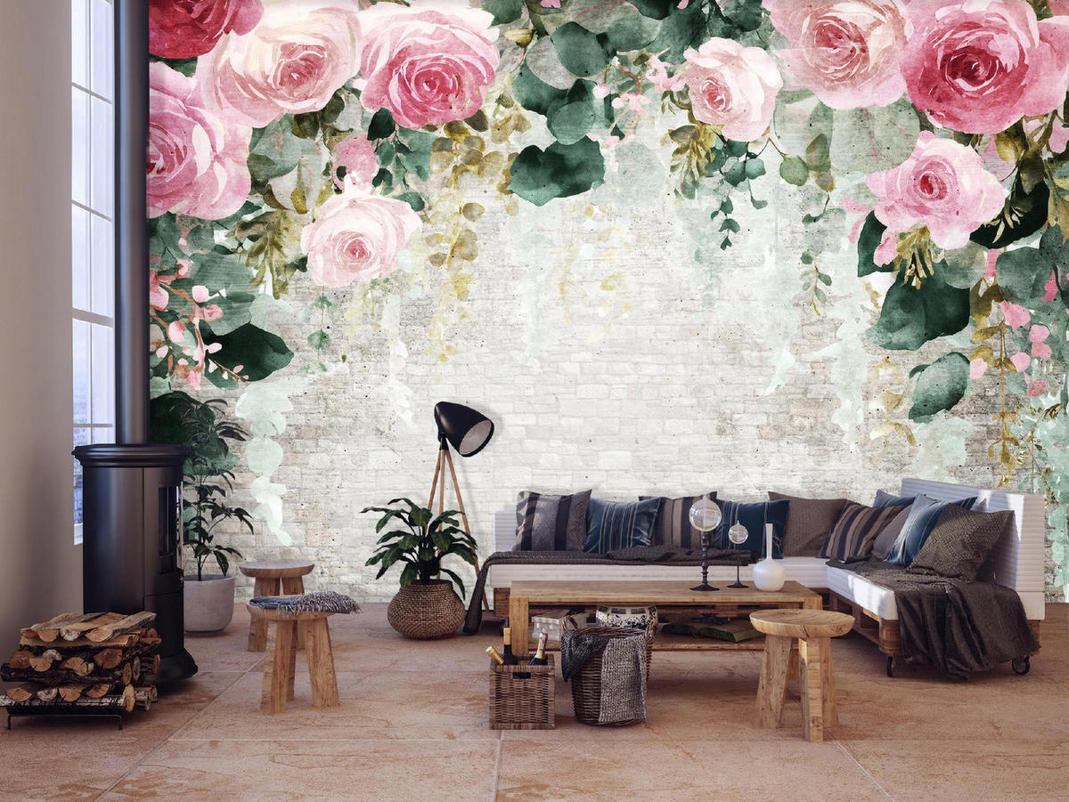 FOTOTAPETE Blumen Hängend Rosa 250x175 cm - Multicolor, Papier (250/175cm) - Wallarena