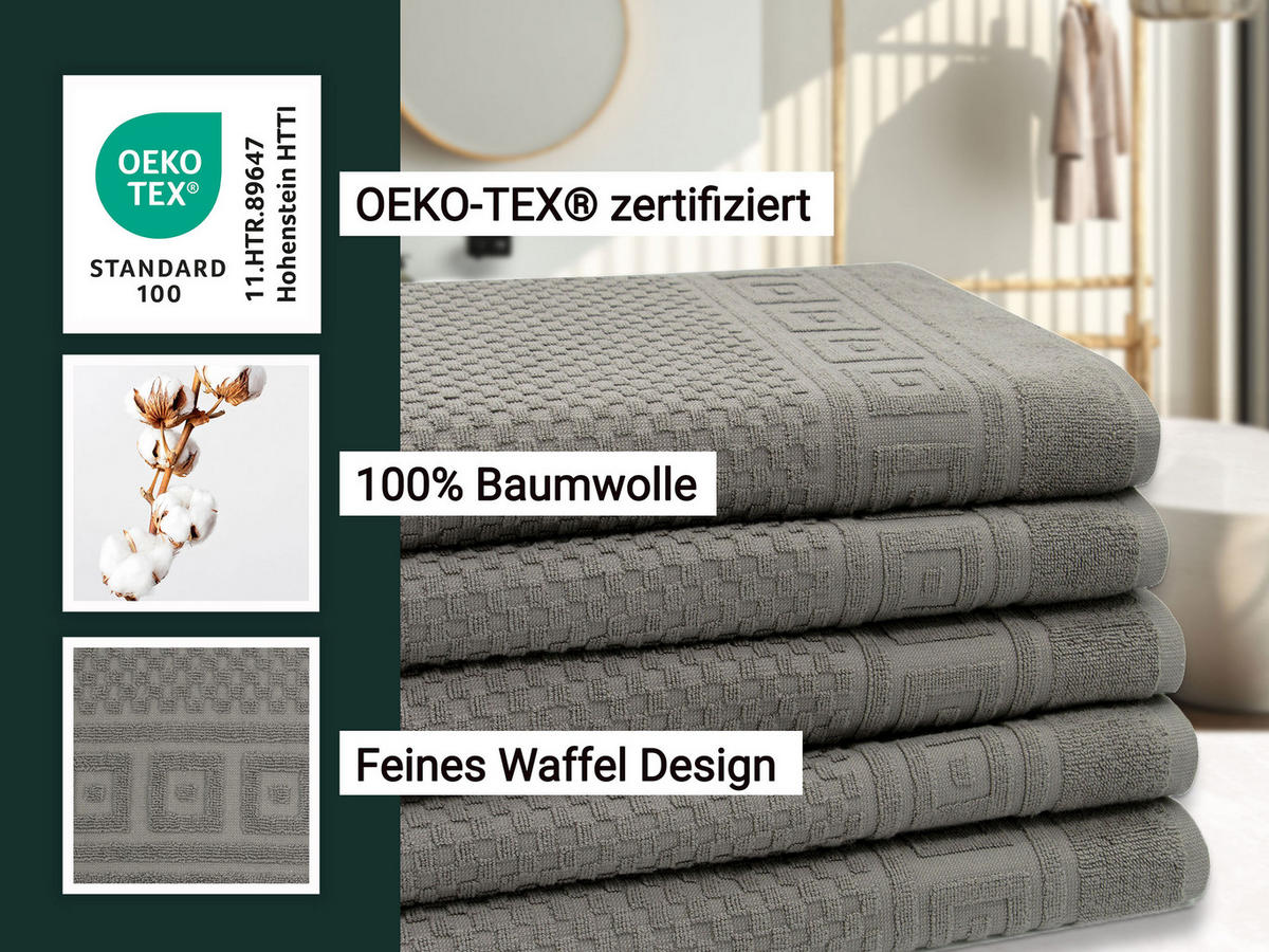 DUSCHTÜCHER, 5er-Set, 70x140 cm, 100% Baumwolle, Grau - Anthrazit, Textil (70/140cm) - Zollner