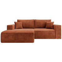 ECKSOFA Farese Mini mit Cordbezug Rostrot, links - Schwarz/Kupferfarben, Textil (240/167cm) - Selsey