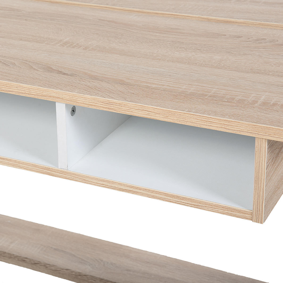 SCHREIBTISCH heller Holzfarbton/weiß 110/60/75 cm Jackson - Weiß, Holzwerkstoff (60/110/75cm) - Beliani