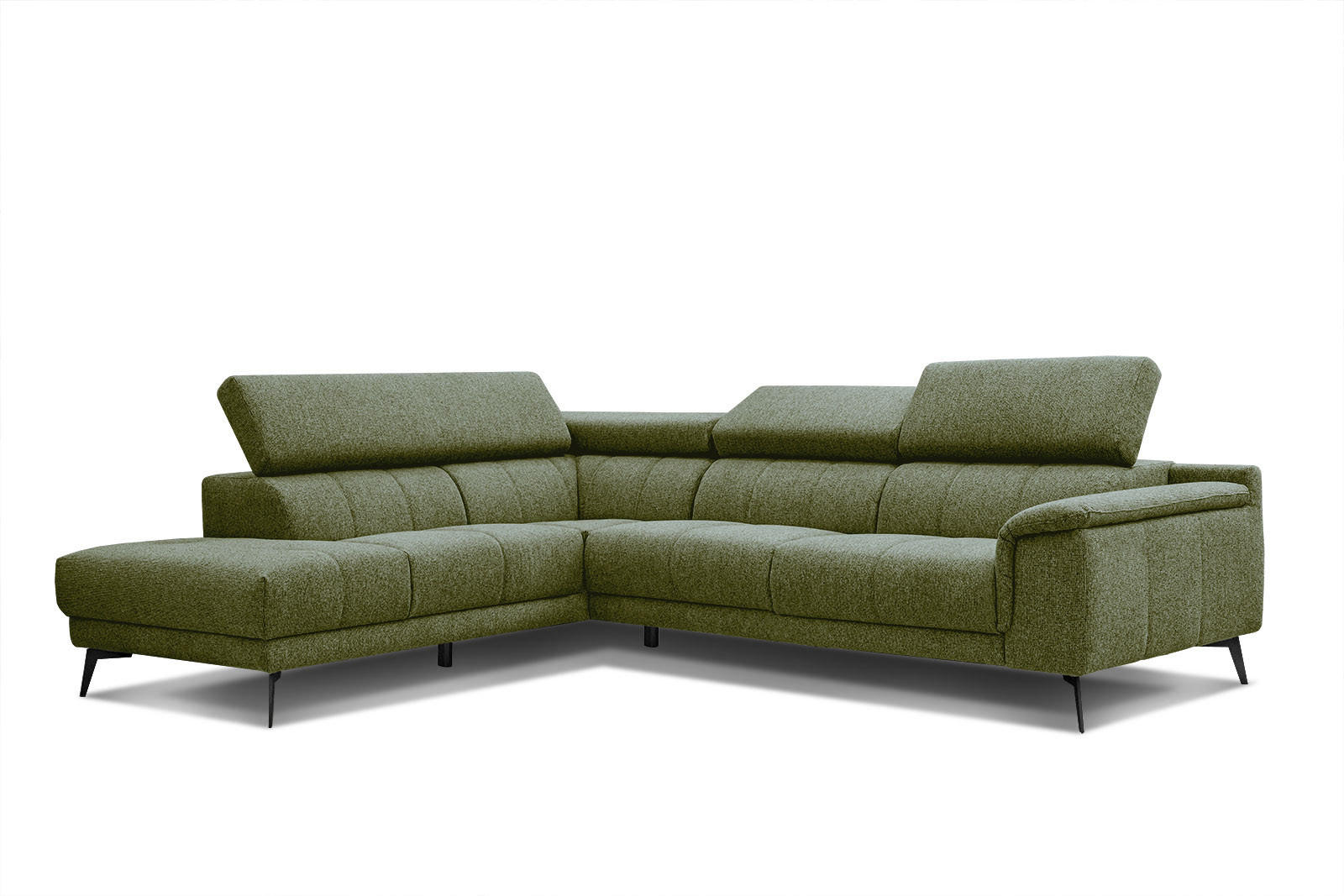 ECKSOFA FIERO 5-Sitzer, olivgrün - Schwarz/Olivgrün, Holzwerkstoff/Textil (158/269cm) - Courtois Laville