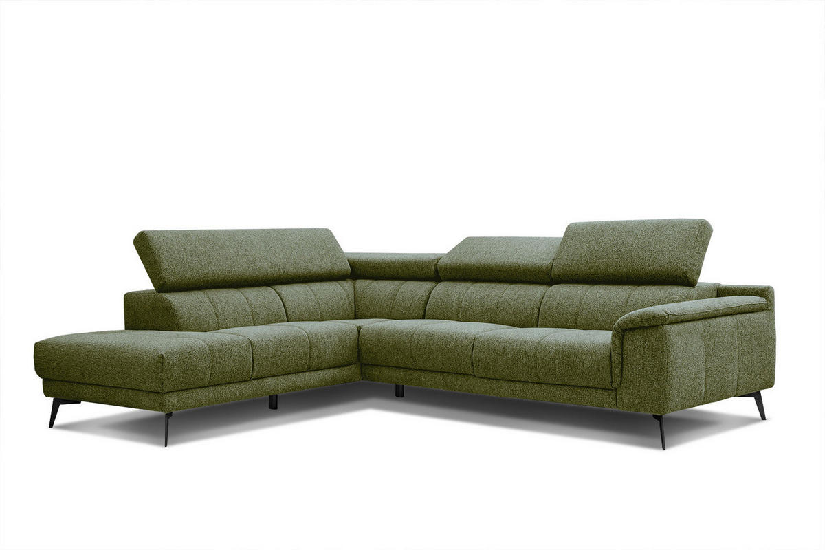 ECKSOFA FIERO 5-Sitzer, olivgrün - Schwarz/Olivgrün, Holzwerkstoff/Textil (158/269cm) - Courtois Laville