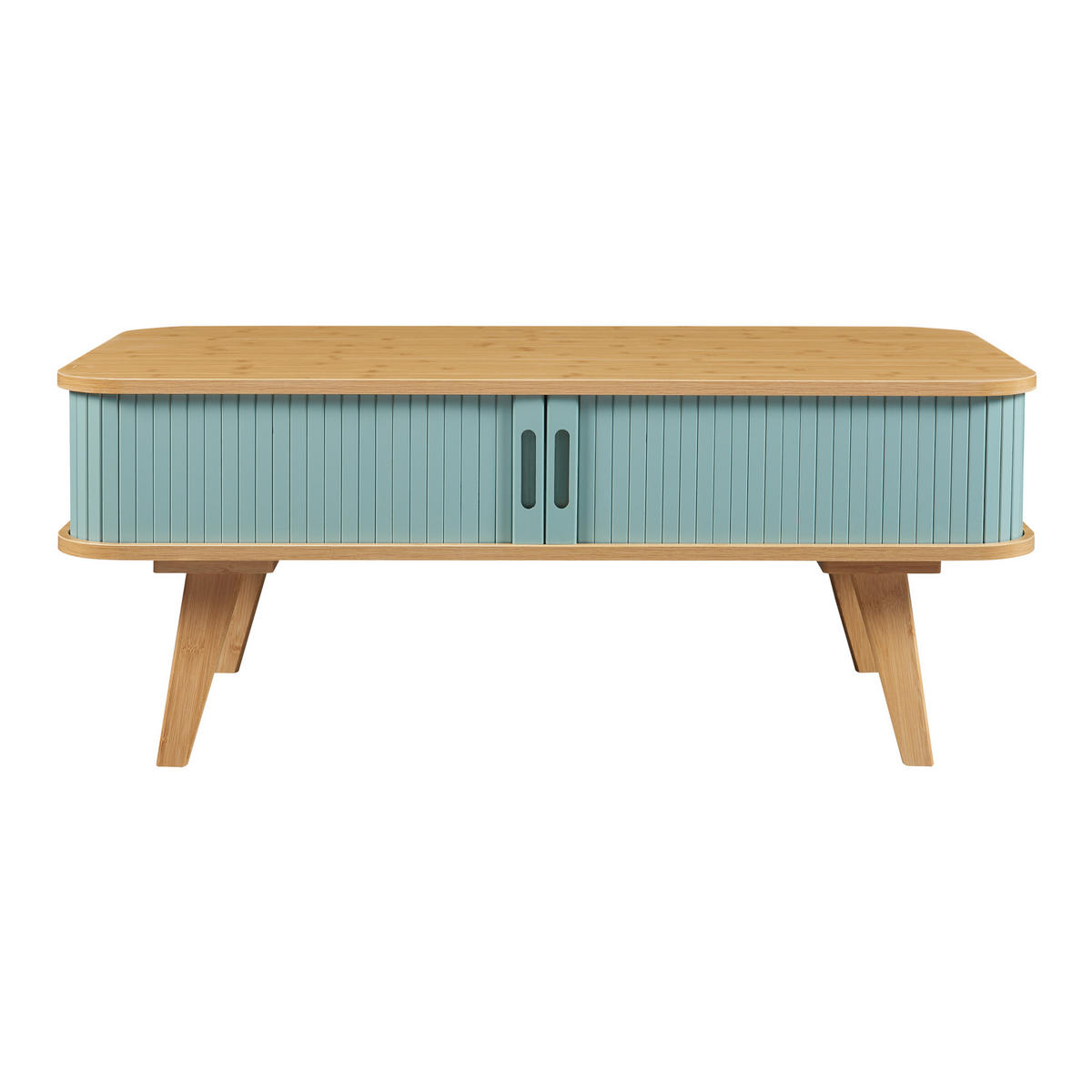COUCHTICH Tysvær 100/50/40 cm - Blau/Naturfarben, Holz/Holzwerkstoff (50/100/40cm) - [en.casa]