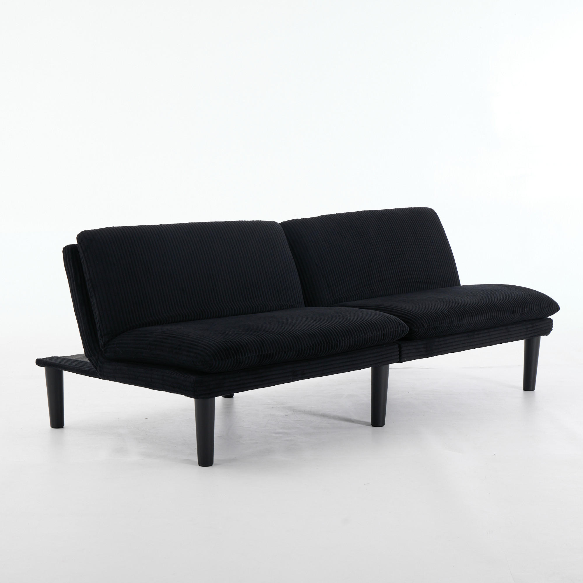 SOFA mit verstellbarer Rückenlehne aus Samt mit Relax- und Liegefunktion - Schwarz, Textil (168/67/86cm) - EVRYAE