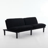SOFA mit verstellbarer Rückenlehne aus Samt mit Relax- und Liegefunktion - Schwarz, Textil (168/67/86cm) - EVRYAE