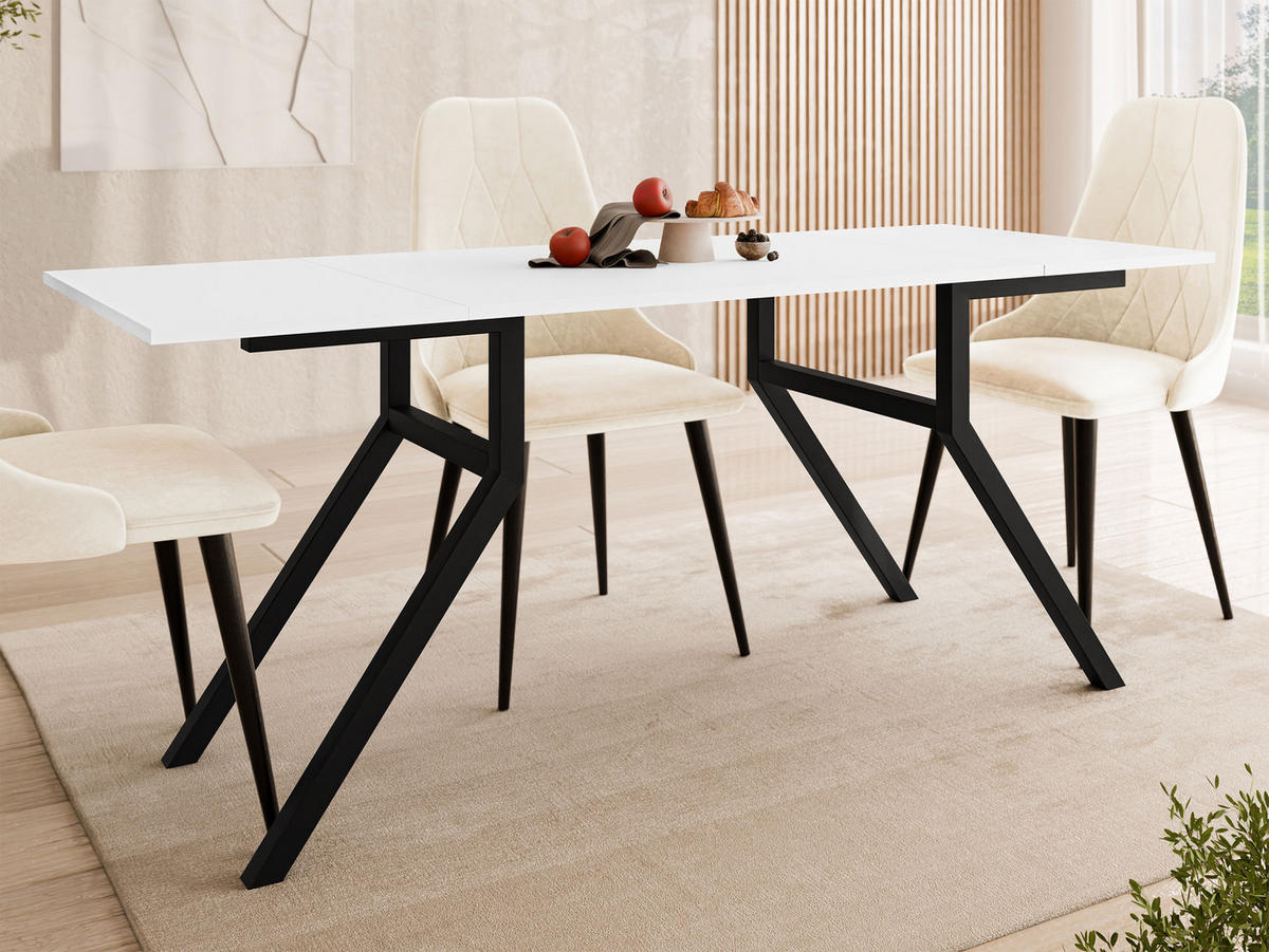 2-IN-1 COUCHTISCH UND ESSTISCH Xena Bis - Schwarz/Weiß, Holzwerkstoff/Metall (70/100/45cm) - MIRJAN24