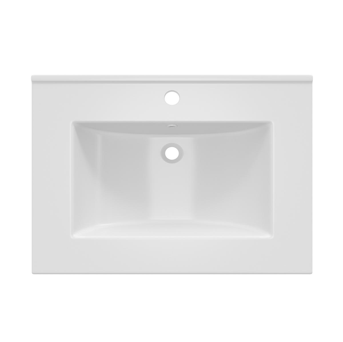 WASCHTISCHUNTERSCHRANK aus MDF und Keramik 61x47x86 cm Schwarz mit Stauraum, Soft-Close und Keramikwaschbecken - Schwarz, Keramik (61/86/47cm) - Modfu