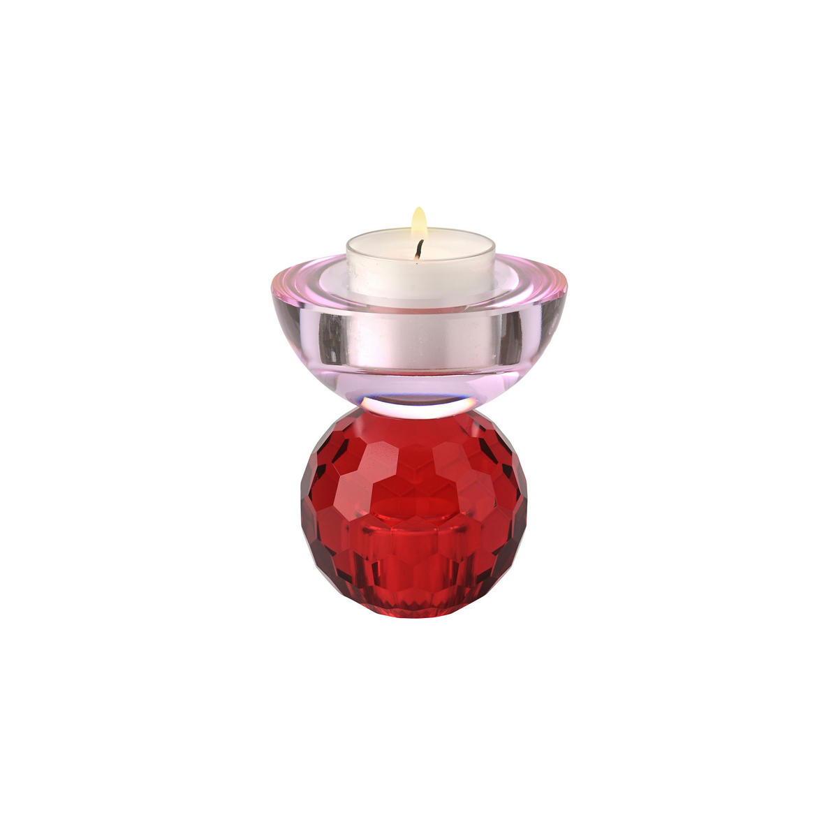 KERZENHALTER Sari Kugel Cabochon, Glas, Rot / Hellrosa, H 9 cm - Rot, Glas (8.5/11.5/8.5cm) - Gift Company