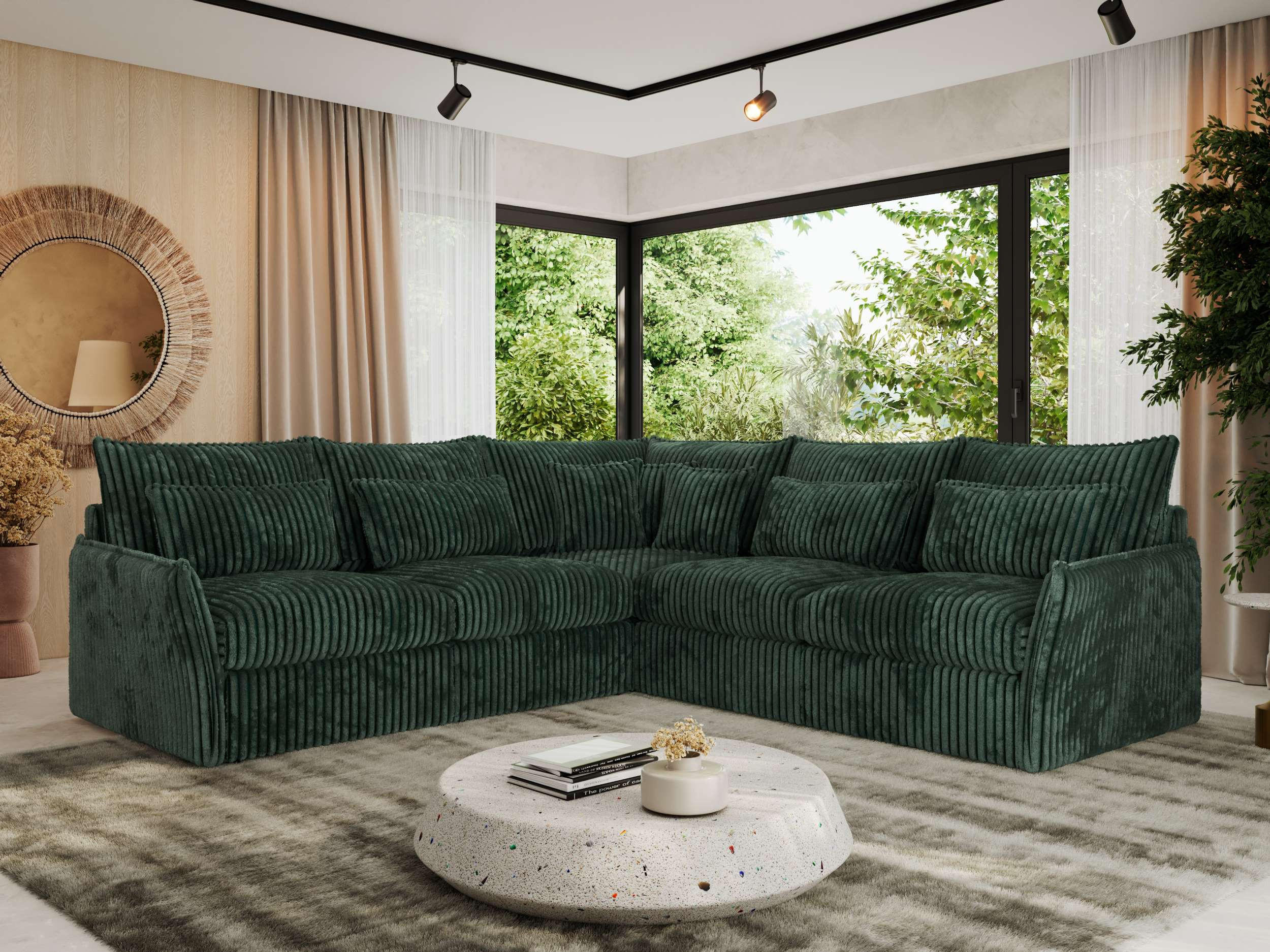 ECKSOFA VERSO L Grün Cord - Schwarz/Grün, Kunststoff/Textil (270/270cm) - MKS