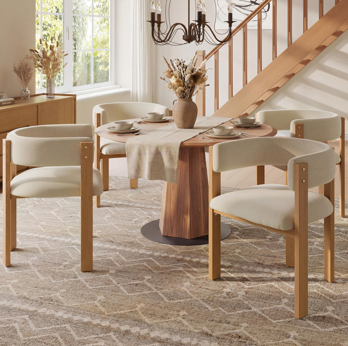 ESSZIMMERSTUHL ergonomisch ca. 47 x 48 x 72,5 cm Flanell Beige 4er-Set - Beige, Metall (44/72.5/54.6cm) - Meubliv