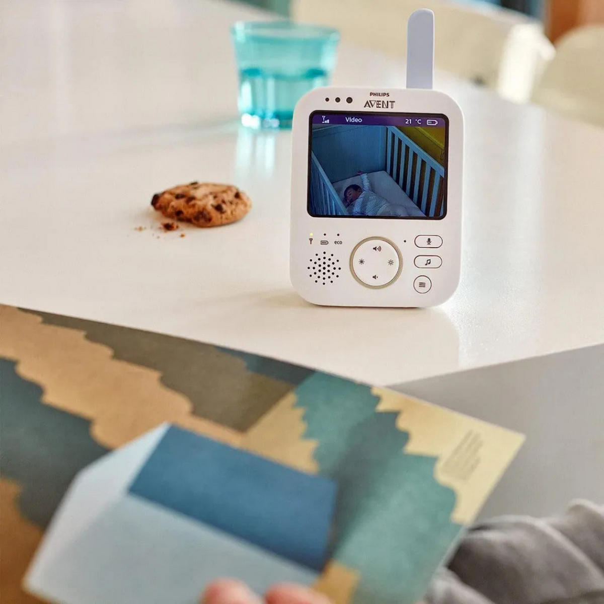 BABYPHONE Video Monitor 3,5 Zoll Nachtsicht 300 m Reichweite FHSS Temperatursensor ECO Modus Weiß - Weiß, Kunststoff - Philips